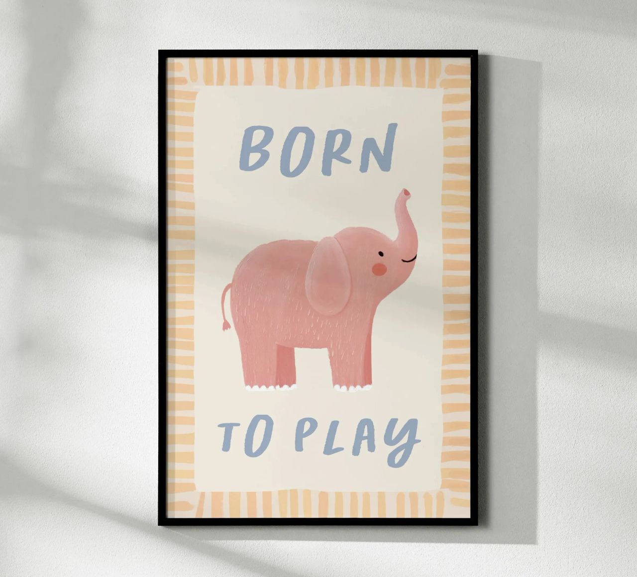 Born to Play, Elephant Print, Wildlife Poster poster by Little Lola