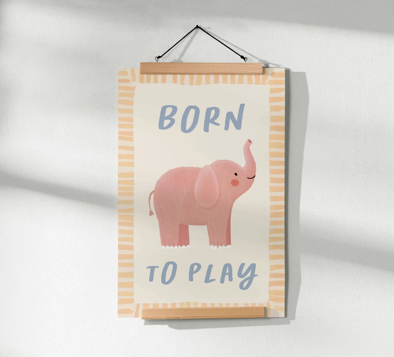 Born to Play, Elephant Print, Wildlife Poster poster by Little Lola