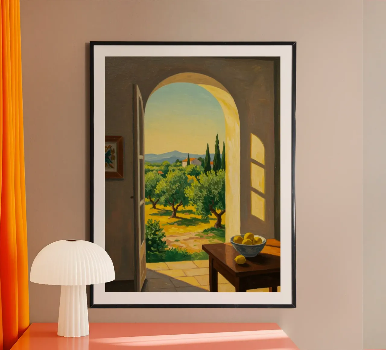 Sunlight Over Olive Fields poster by Art Center