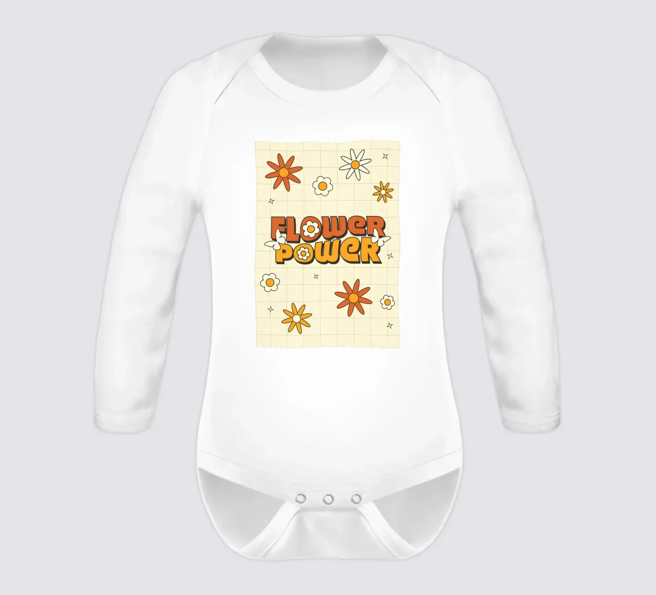Retro "Flower Power" Art: 70s Vibes, Groovy, Hippie Aestheti long-sleeve baby romper by NorwesClub