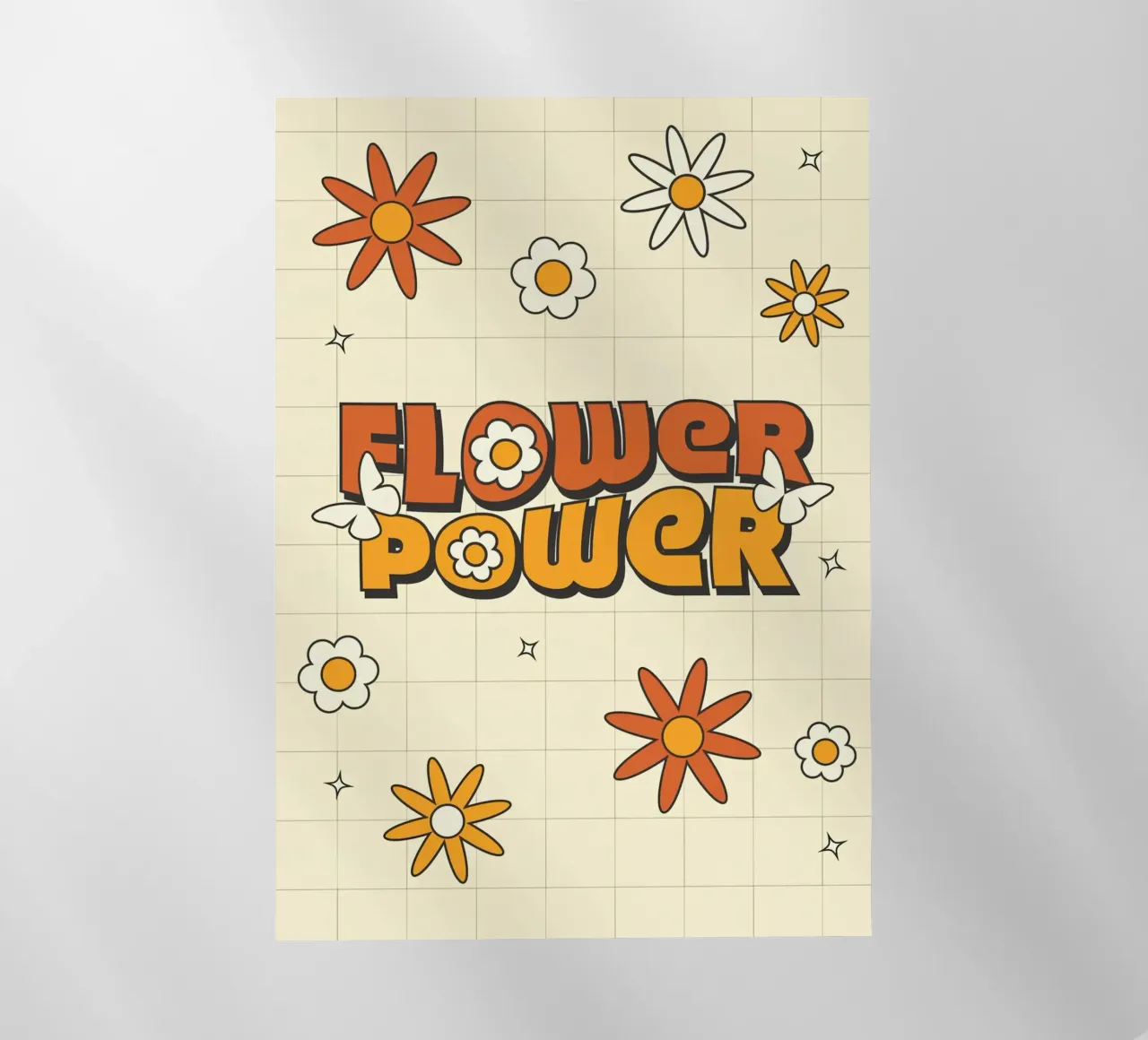 Retro "Flower Power" Kunst: 70er Jahre Vibes, Groovy, Hippie Aestheti Backlit Folie von NorwesClub