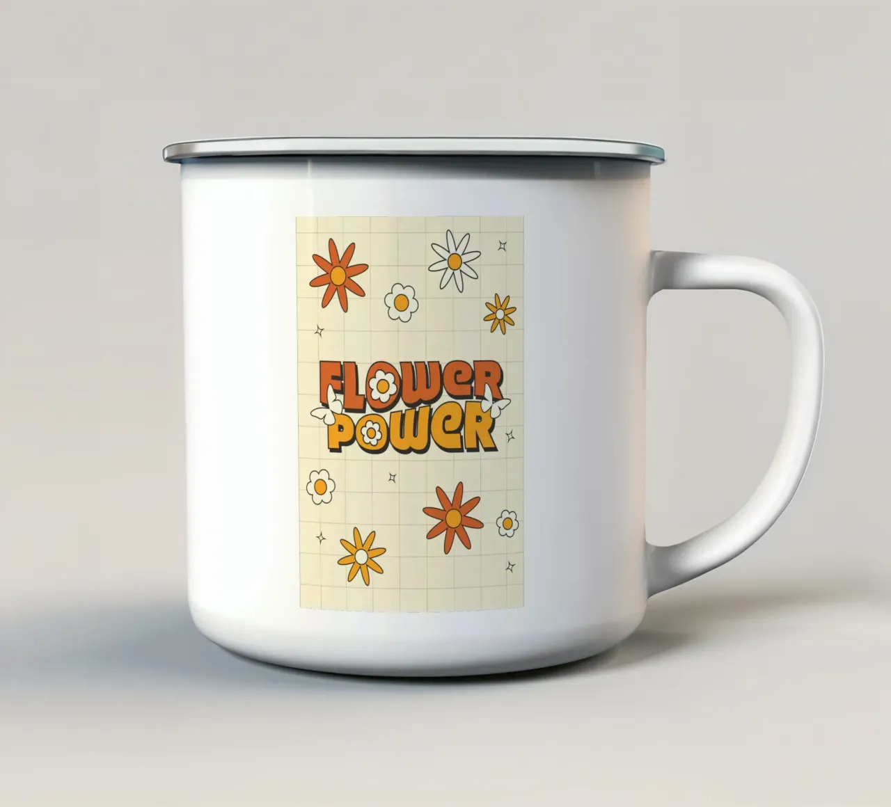 Retro "Flower Power" kunst: 70s vibes, hip, hippie estheti emaille mok van NorwesClub