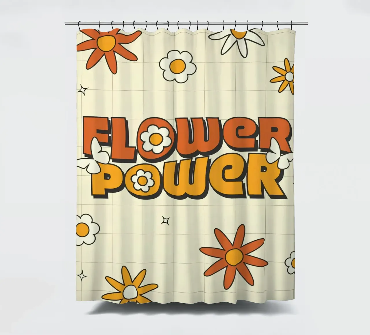 Retro "Flower Power" Kunst: 70er Jahre Vibes, Groovy, Hippie Aestheti Duschvorhang von NorwesClub