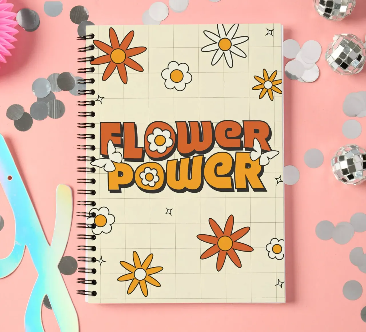 Retro "Flower Power" Art: 70s Vibes, Groovy, Hippie Aestheti spiral notebook by NorwesClub