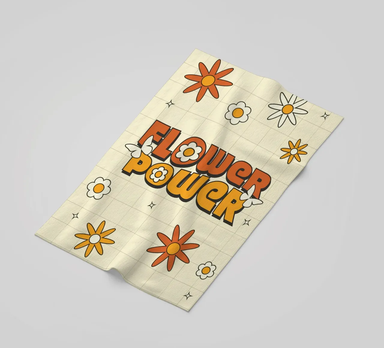 Retro "Flower Power" Kunst: 70er Jahre Vibes, Groovy, Hippie Aestheti Strandtuch von NorwesClub
