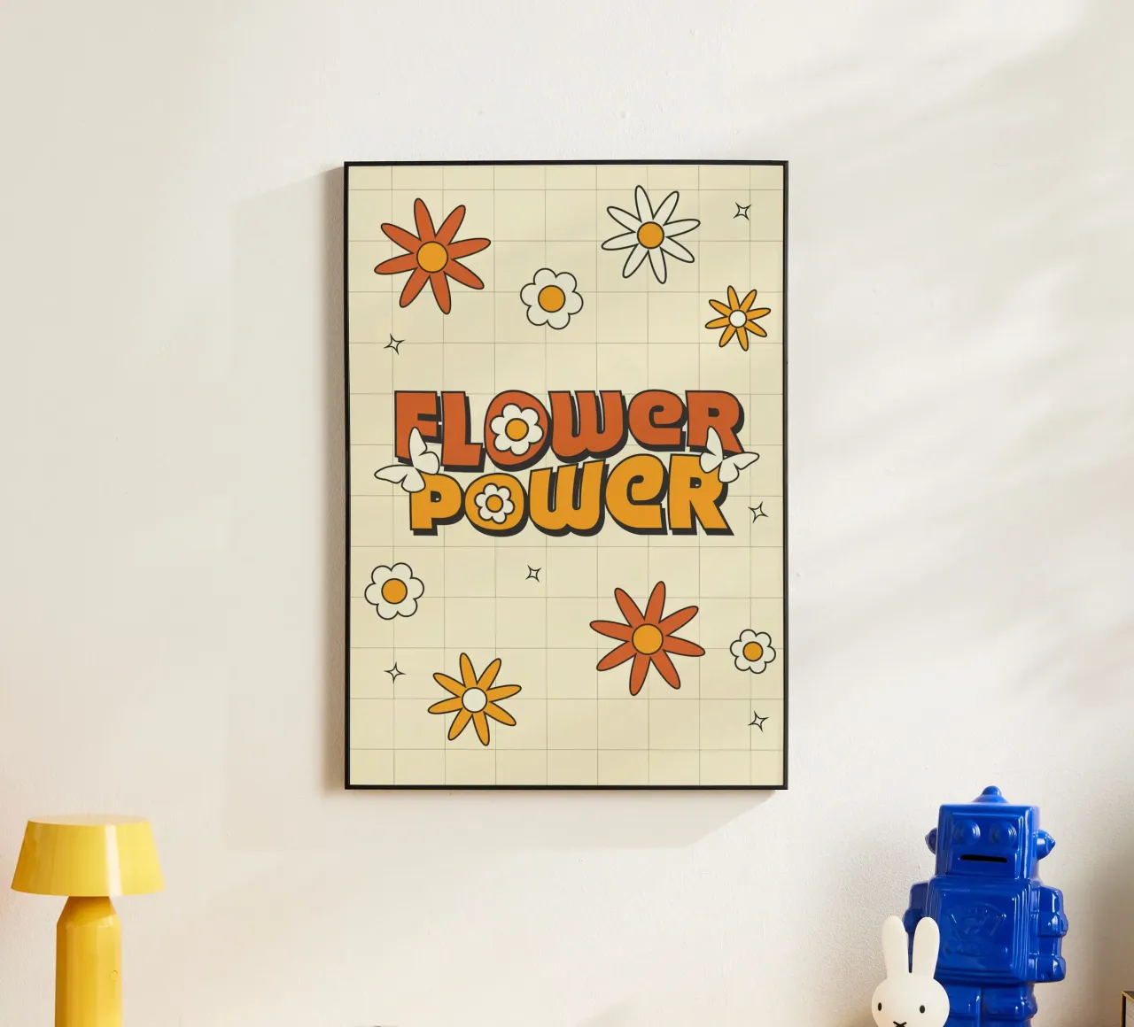 Retro "Flower Power" Kunst: 70er Jahre Vibes, Groovy, Hippie Aestheti Alu-Dibond von NorwesClub