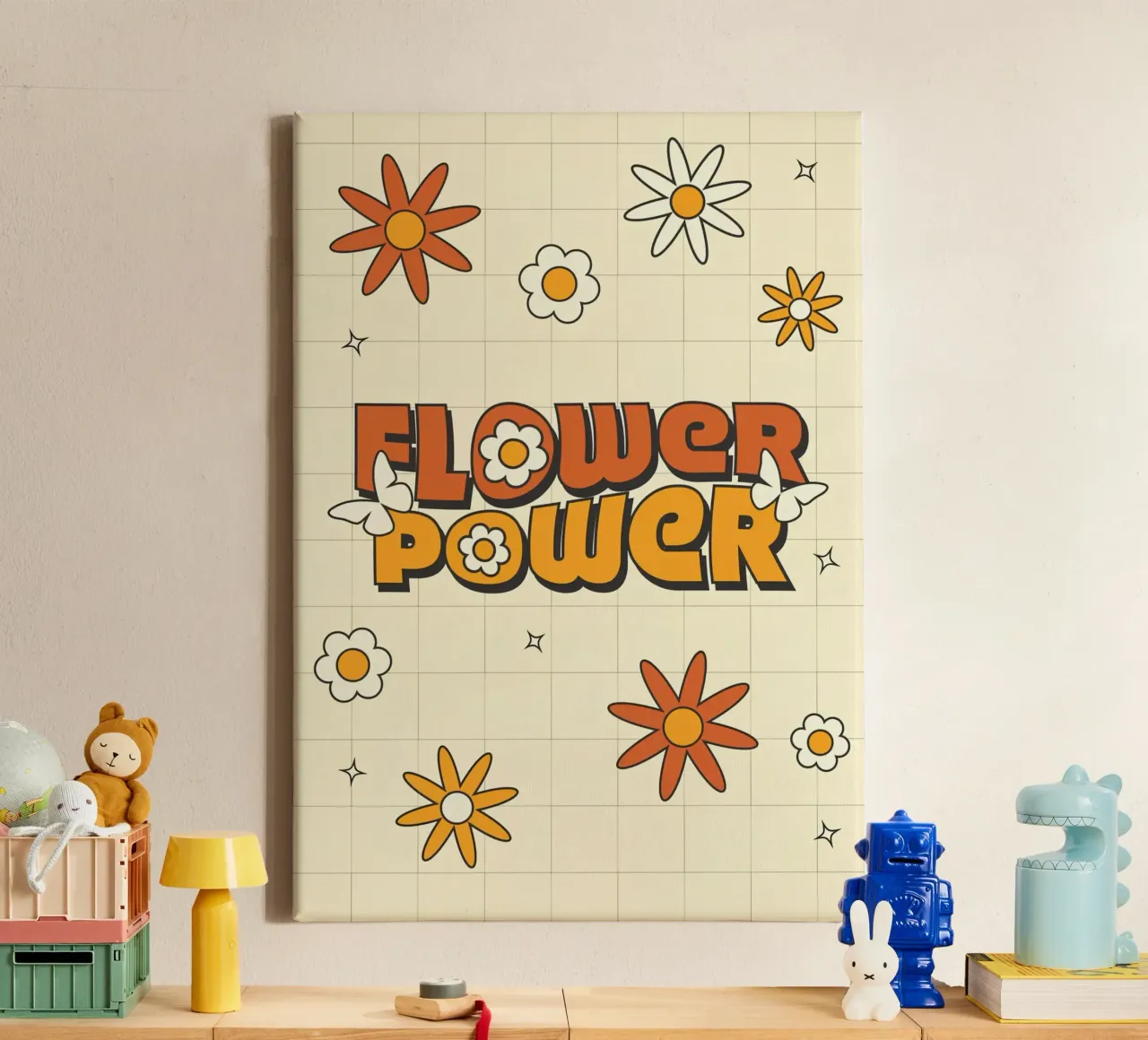 Art rétro "Flower Power" : Vibes des années 70, Groovy, Hippie Aestheti toile avec Caisse américaine de NorwesClub