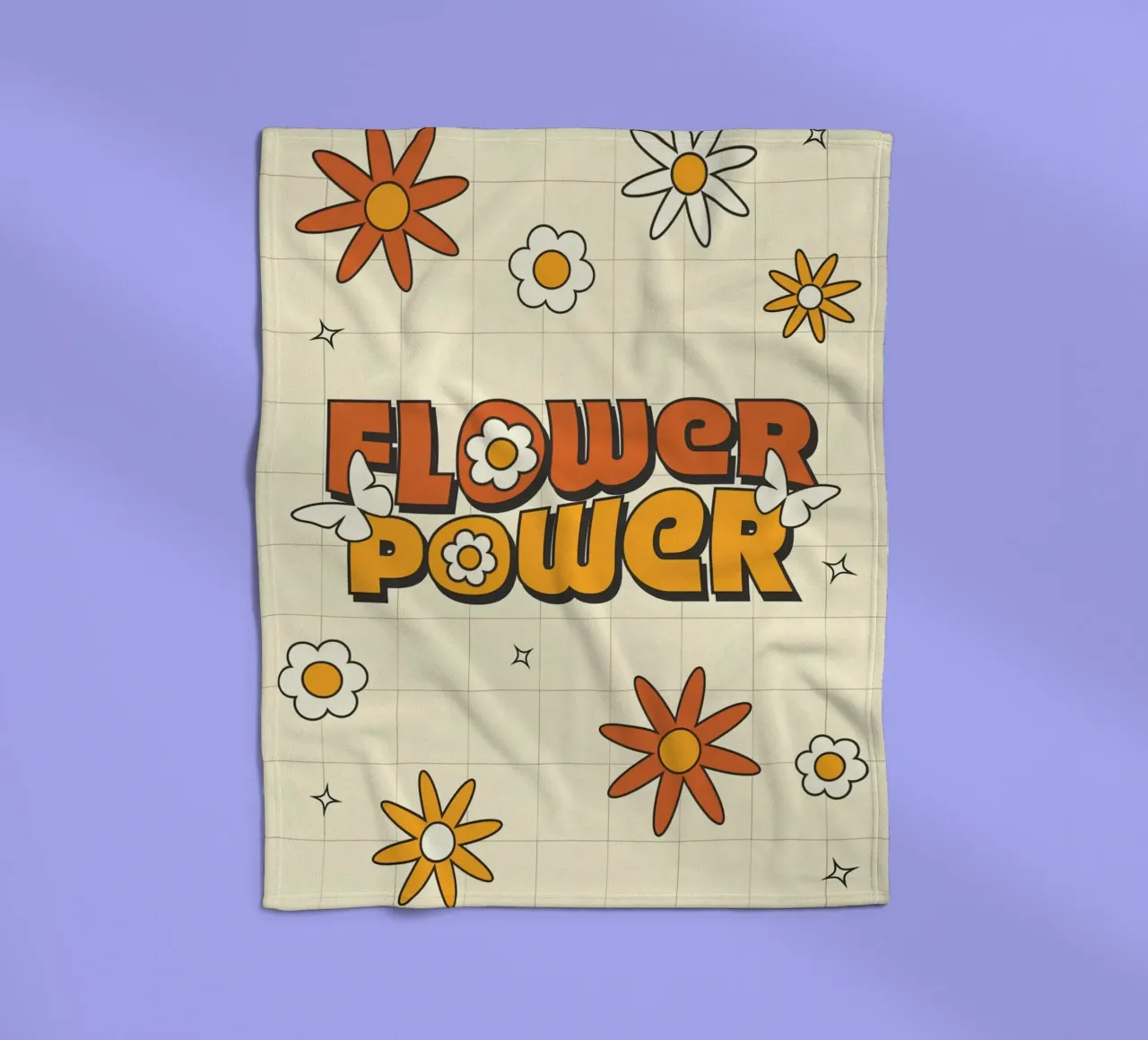 Retro "Flower Power" Kunst: 70er Jahre Vibes, Groovy, Hippie Aestheti Fleecedecke von NorwesClub