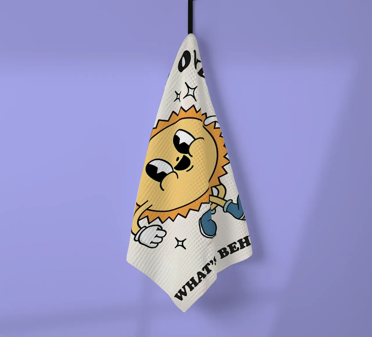 "Trip niet" Zon: Retro-cartoon, positieve vibes, Indie Aesth theedoek van NorwesClub