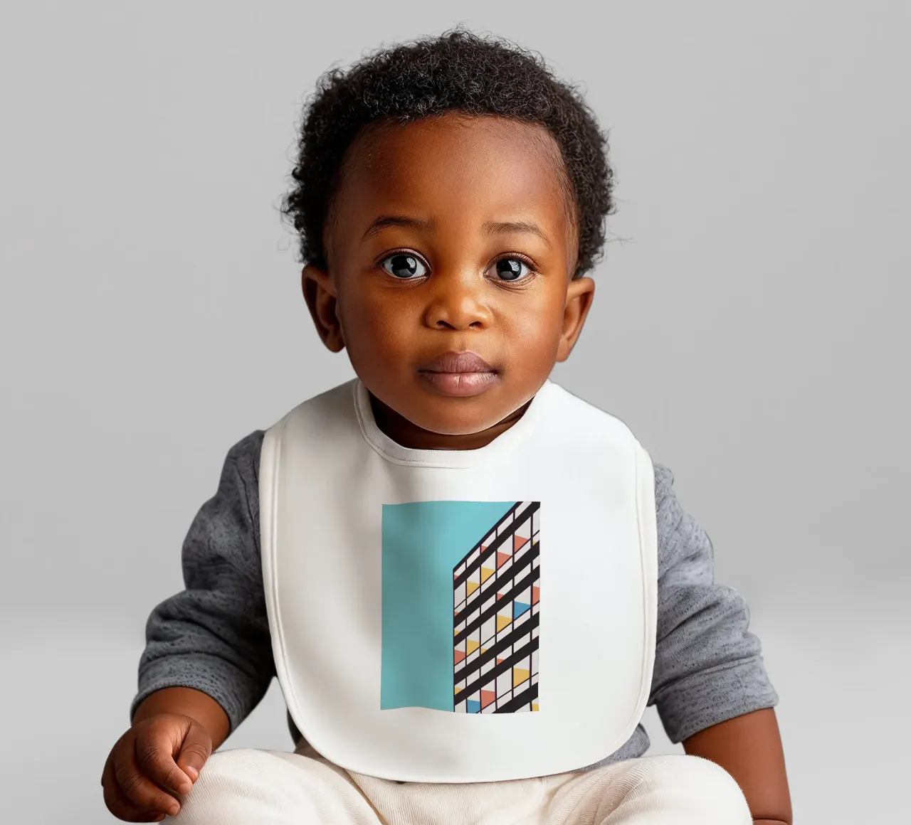 Minimalist Brutalism Art: Modern Architecture, Abstract Geom baby bib by NorwesClub