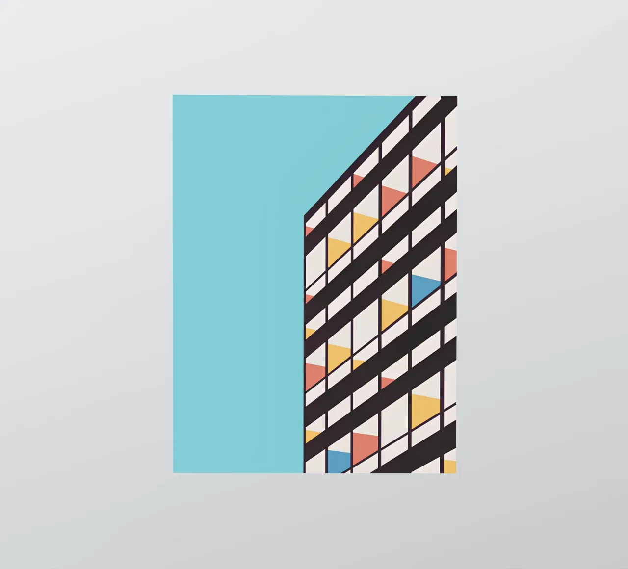 Minimalist Brutalism Art: Modern Architecture, Abstract Geom sticker by NorwesClub