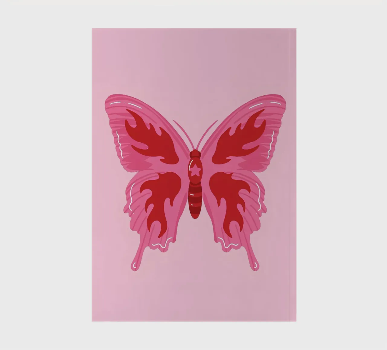 Y2K Flame Butterfly: Pink & Red, Funky Retro, Aesthetic Art notebook by NorwesClub