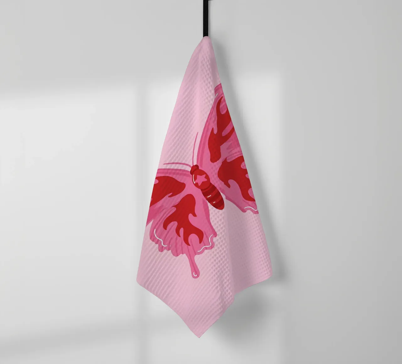 Y2K Flamme Schmetterling: Rosa & Rot, Funky Retro, Ästhetische Kunst Geschirrtuch von NorwesClub