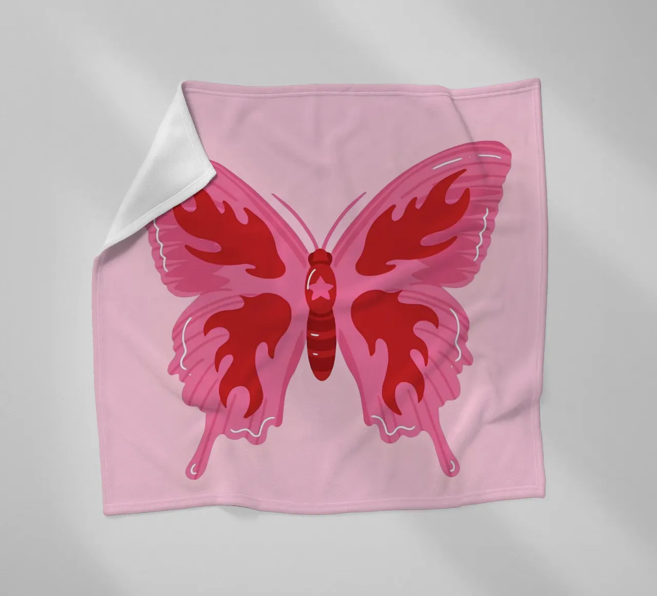 Papillon flamme de l'an 2000 : Rose et rouge, Funky Retro, Art esthétique plaid polaire de NorwesClub