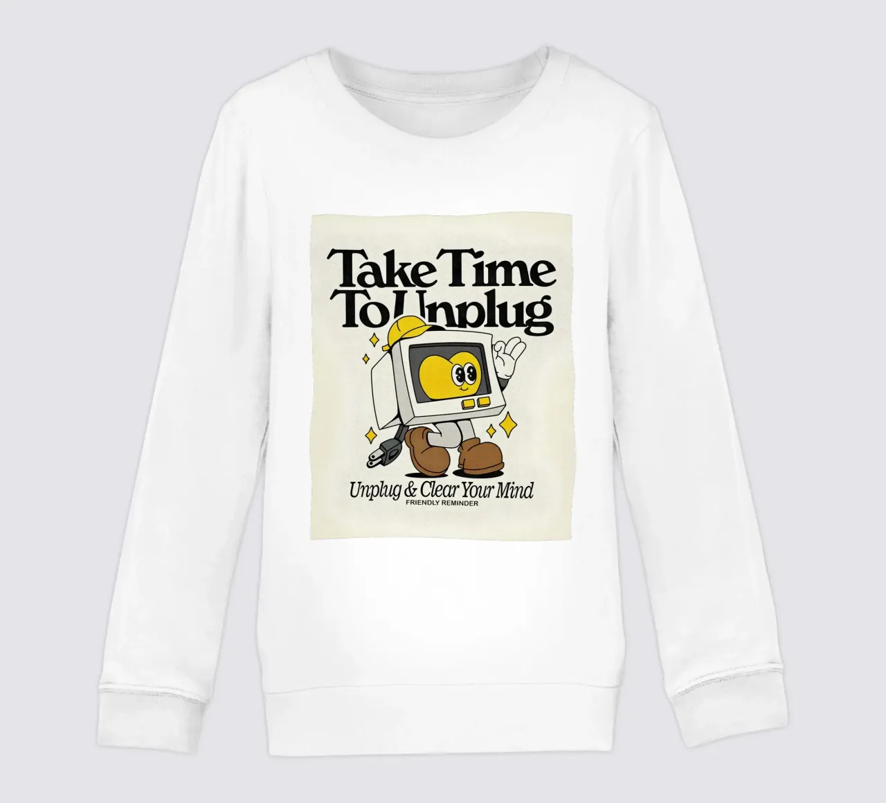 "Unplug & Clear Your Mind": Retro-Tech-Kunst, Selbstfürsorge, Posit Kinder Sweatshirt von NorwesClub