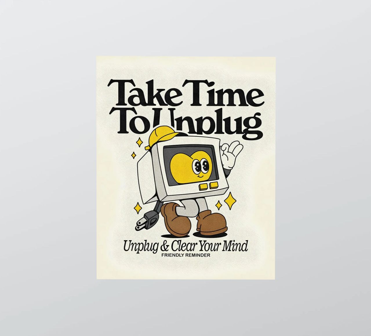 "Unplug & Clear Your Mind": Retro-Tech-Kunst, Selbstfürsorge, Posit Sticker von NorwesClub