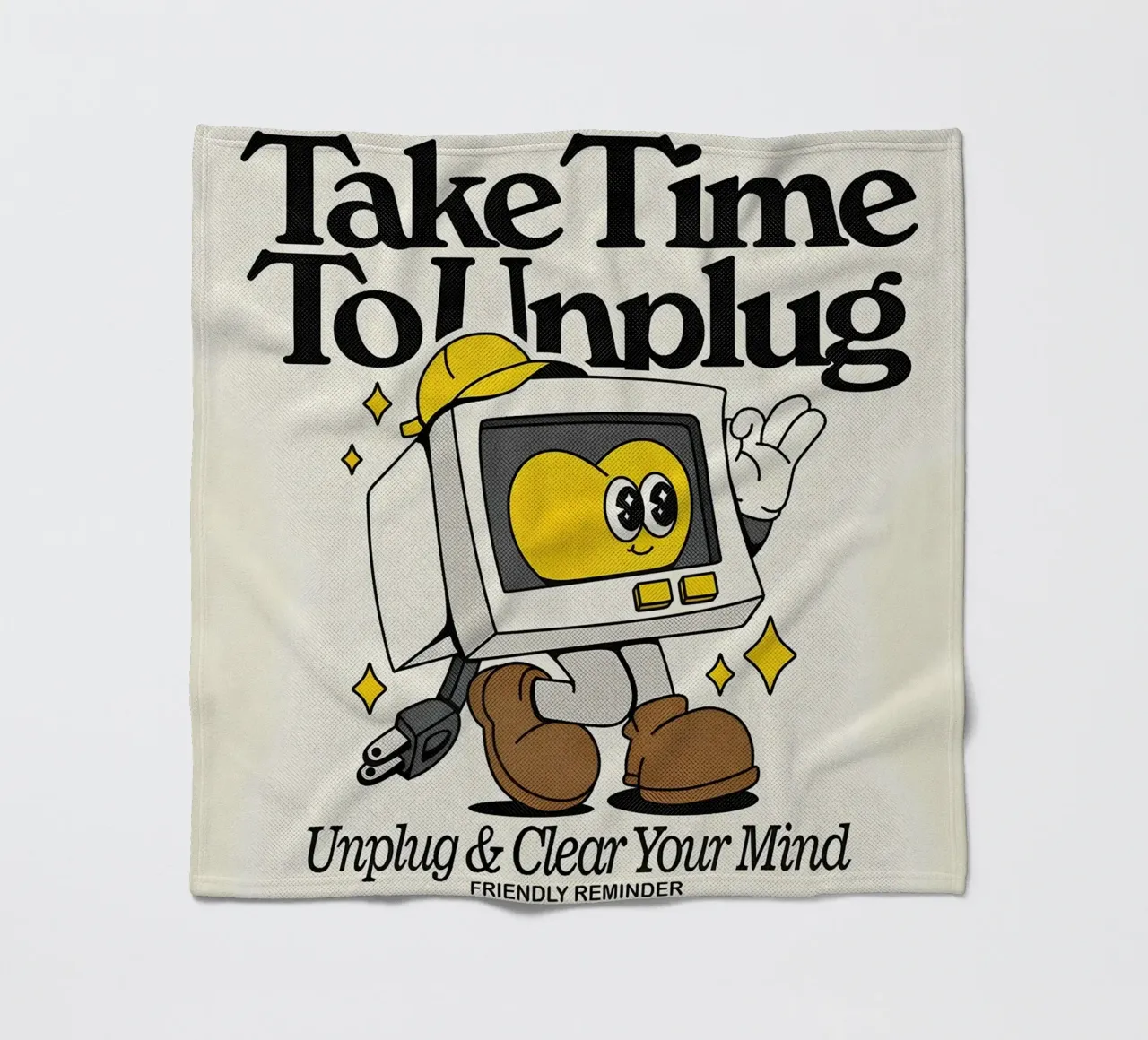 "Unplug & Clear Your Mind": Retro-Tech-Kunst, Selbstfürsorge, Posit Fleecedecke von NorwesClub
