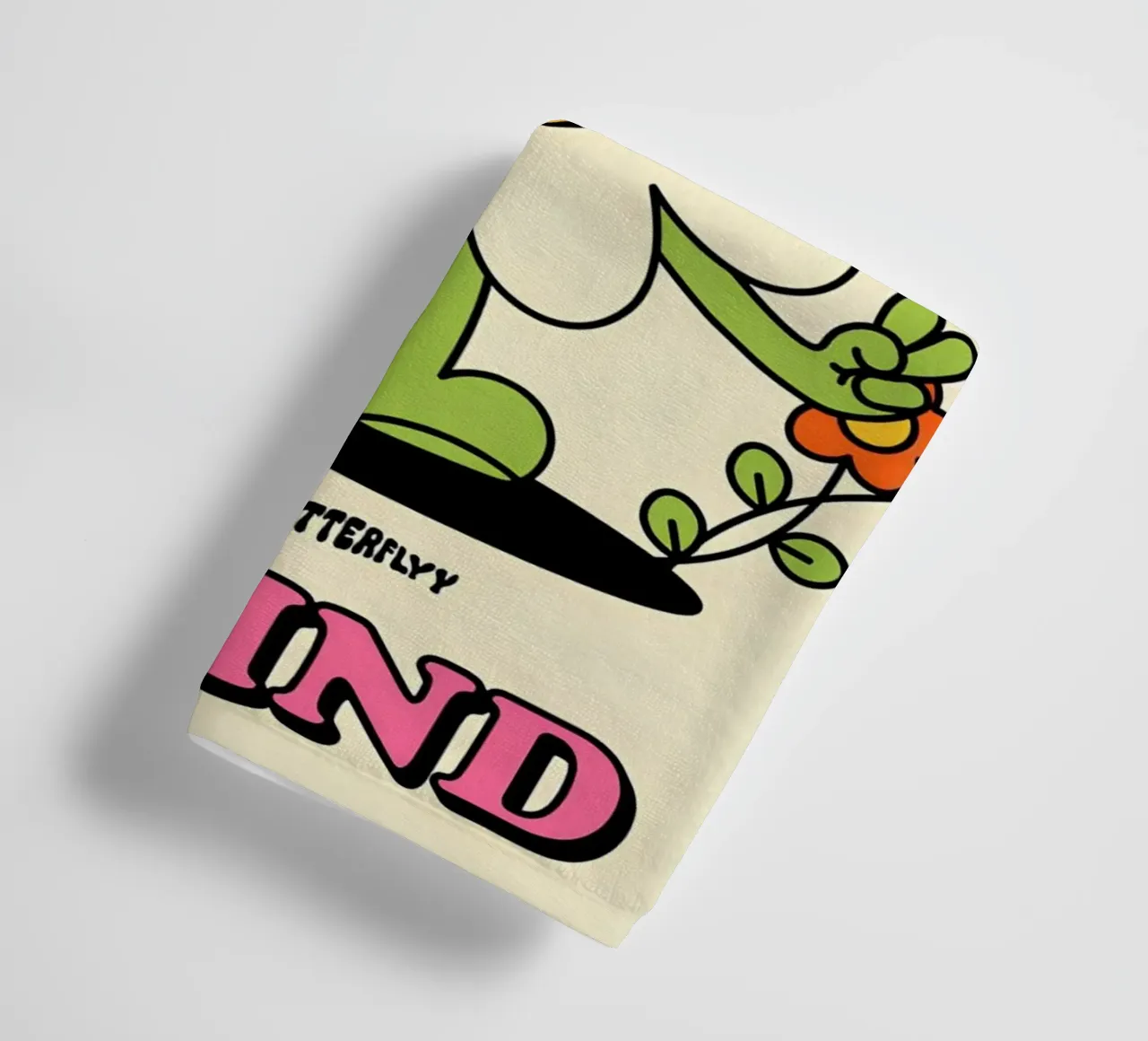 "Leave Negativity Behind": Retro Flower Art, Positive Vibes, towel by NorwesClub