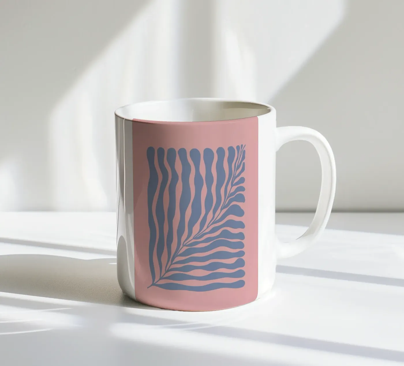 Blue Leaf ceramic mug by Galaxy Eyes