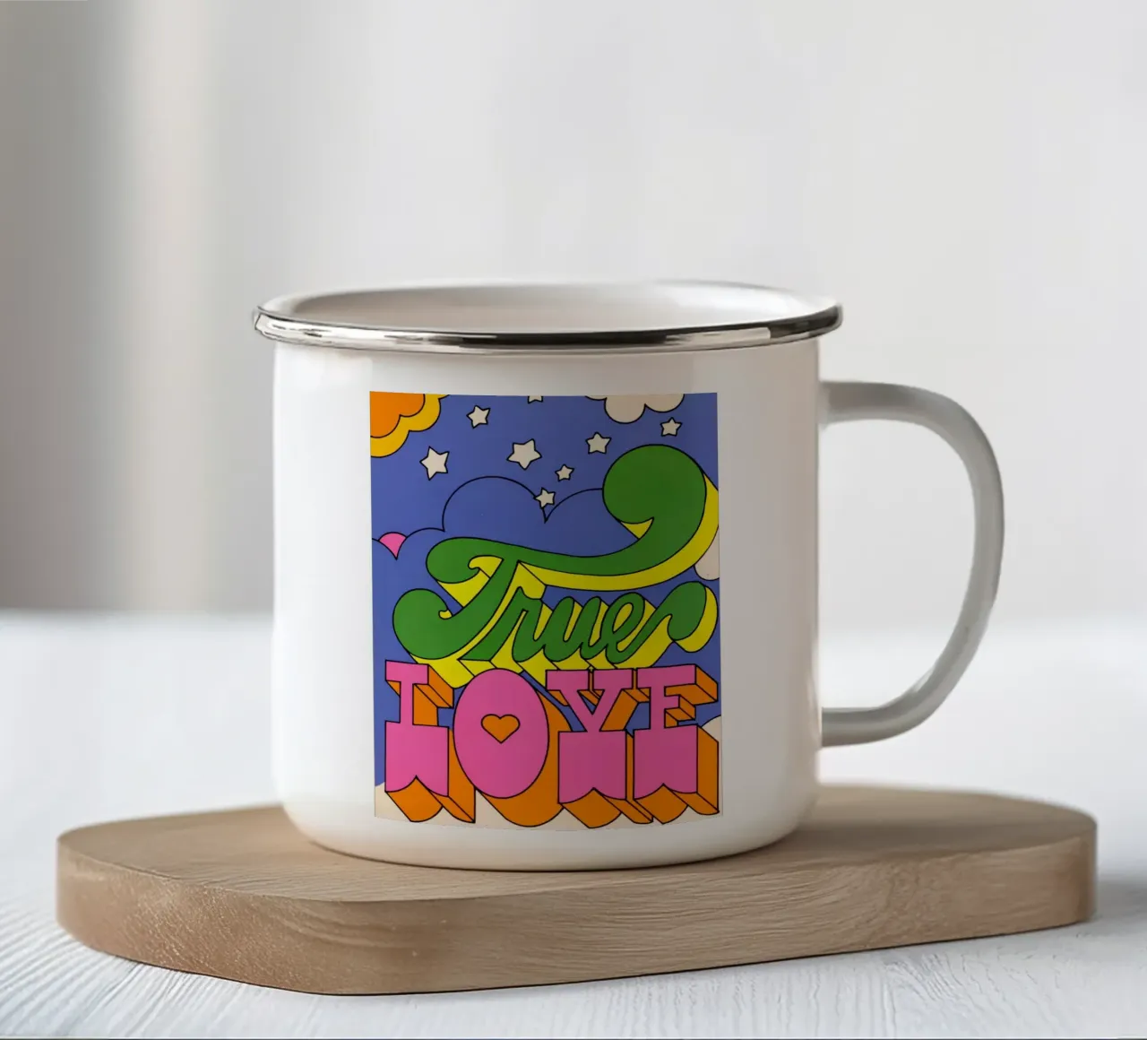 Wahre Liebe Psychedelic Kunstdruck - 60s Pop Art Ästhetik - Tr Emaille Tasse von NorwesClub