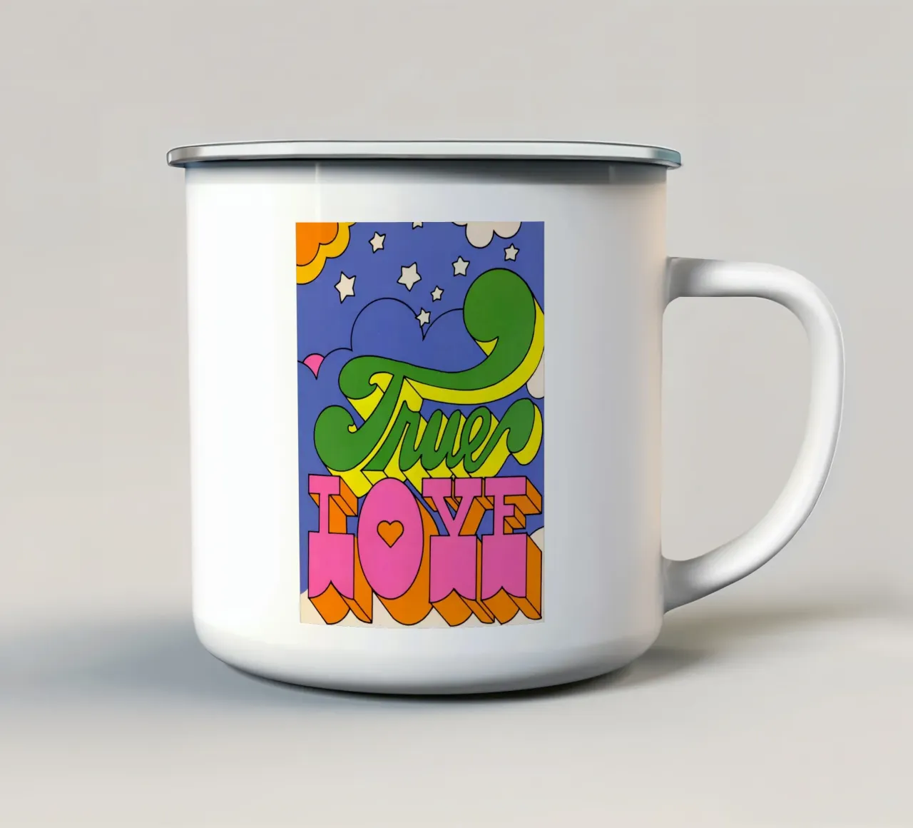 Wahre Liebe Psychedelic Kunstdruck - 60s Pop Art Ästhetik - Tr Emaille Tasse von NorwesClub