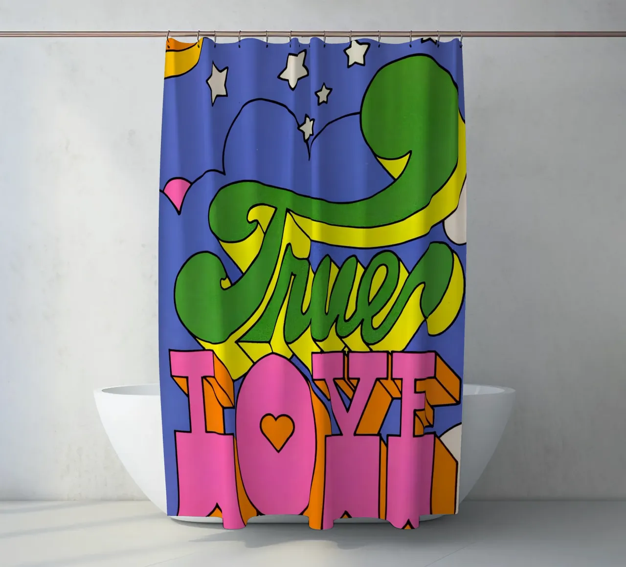 Wahre Liebe Psychedelic Kunstdruck - 60s Pop Art Ästhetik - Tr Duschvorhang von NorwesClub