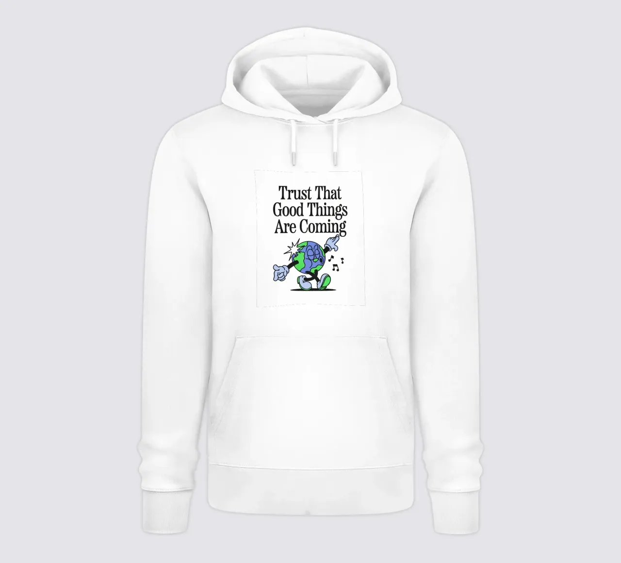"Trust Good Things" Earth Character Art - Positive Vibes Ret sudadera con capucha de NorwesClub