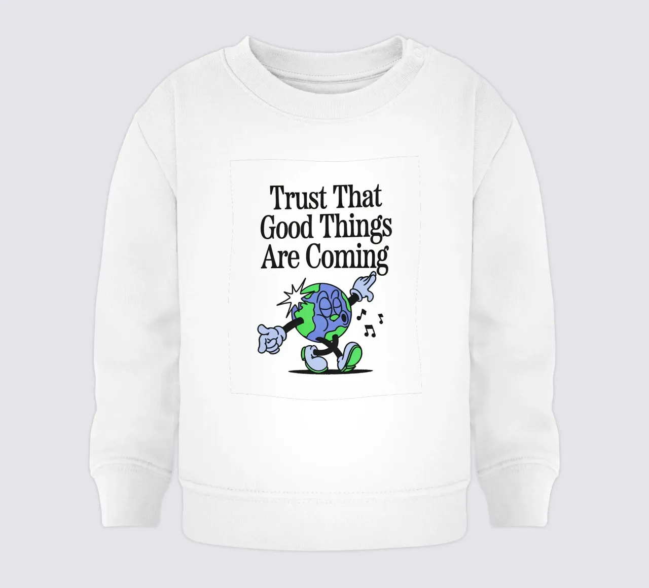 "Trust Good Things" Earth Character Art - Positive Vibes Ret sudadera de bebé de NorwesClub