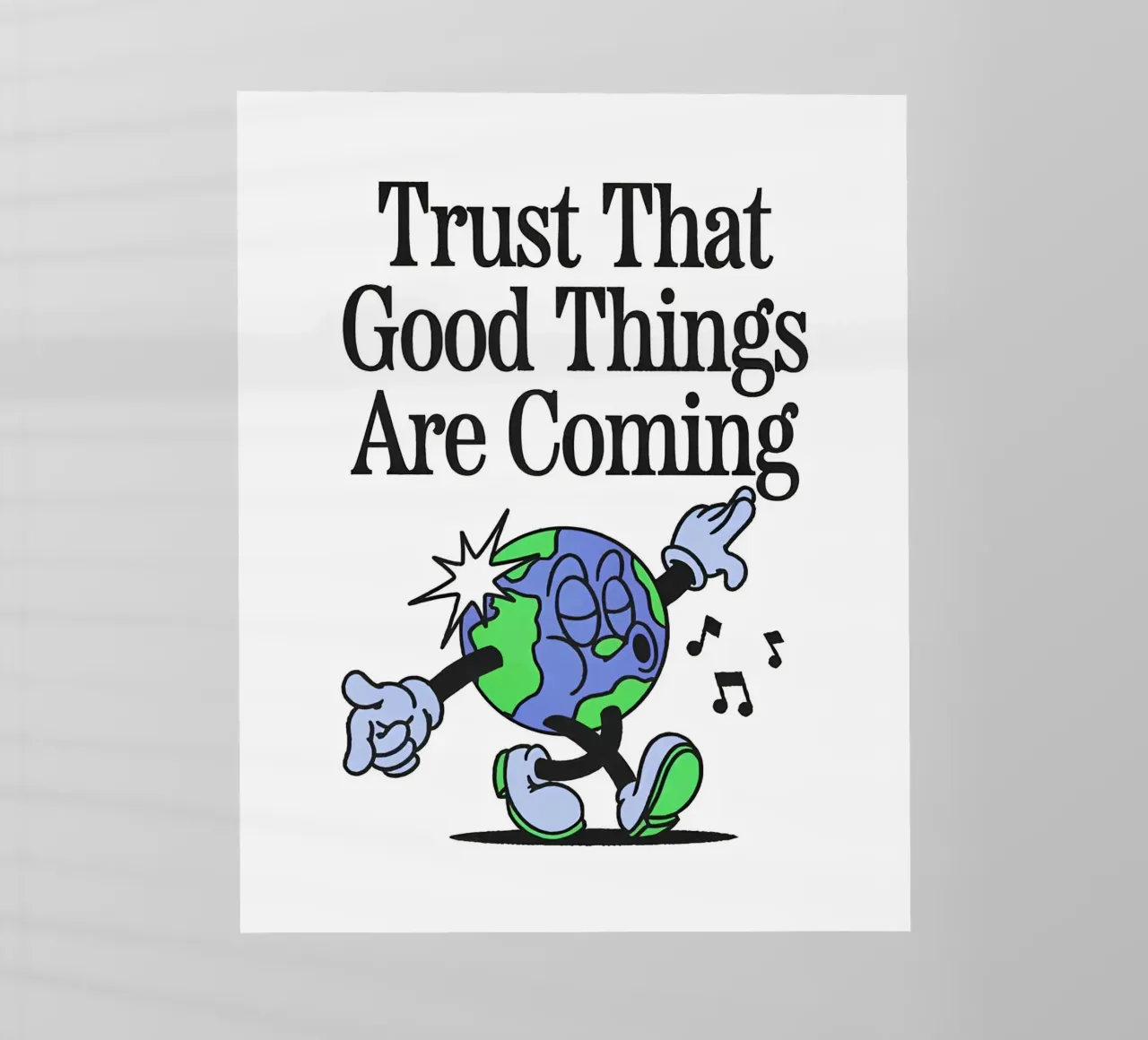 "Trust Good Things" Earth Character Art - Positive Vibes Ret lámina retroiluminada de NorwesClub