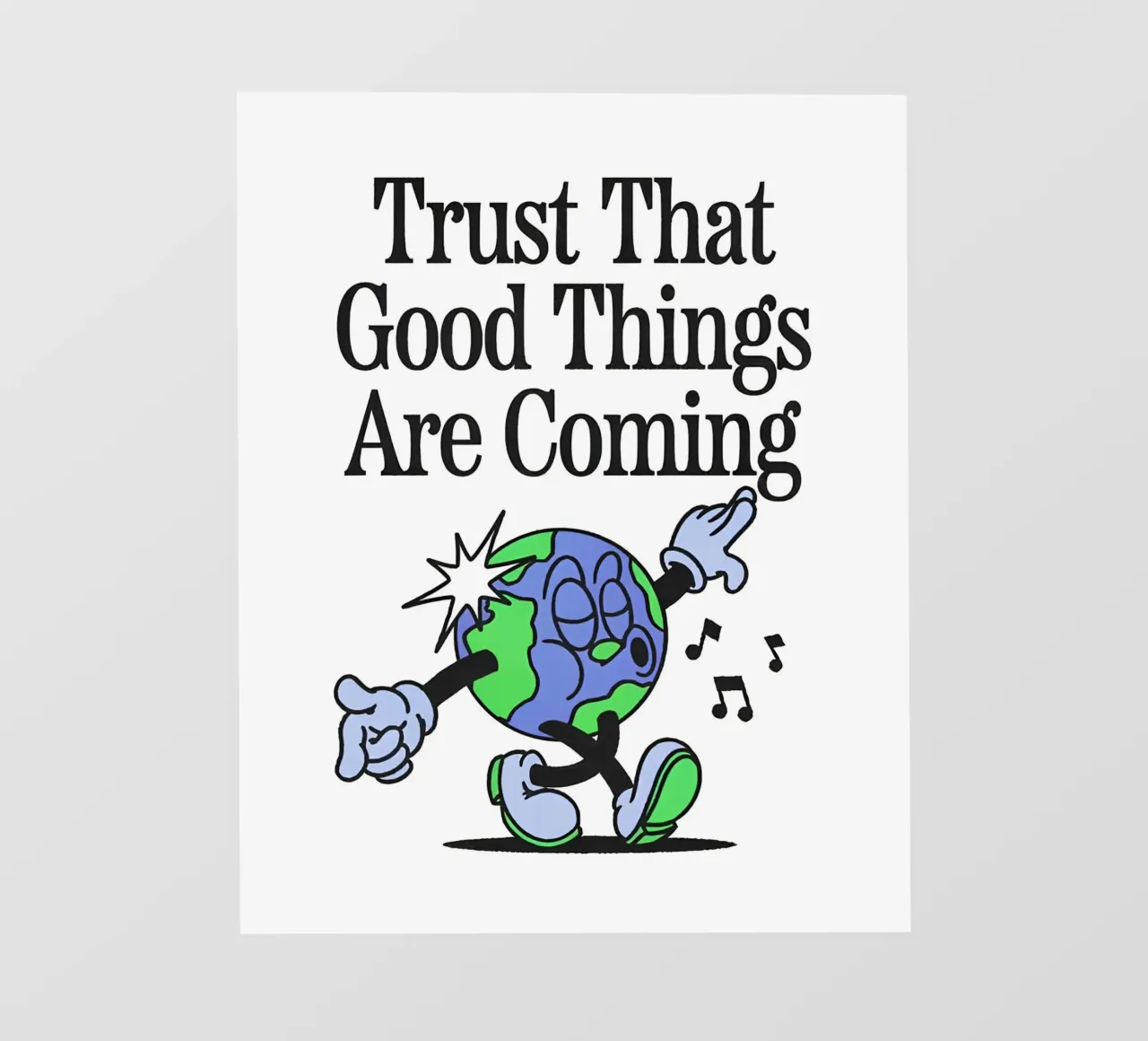 "Trust Good Things" Earth Character Art - Positive Vibes Ret lámina retroiluminada de NorwesClub