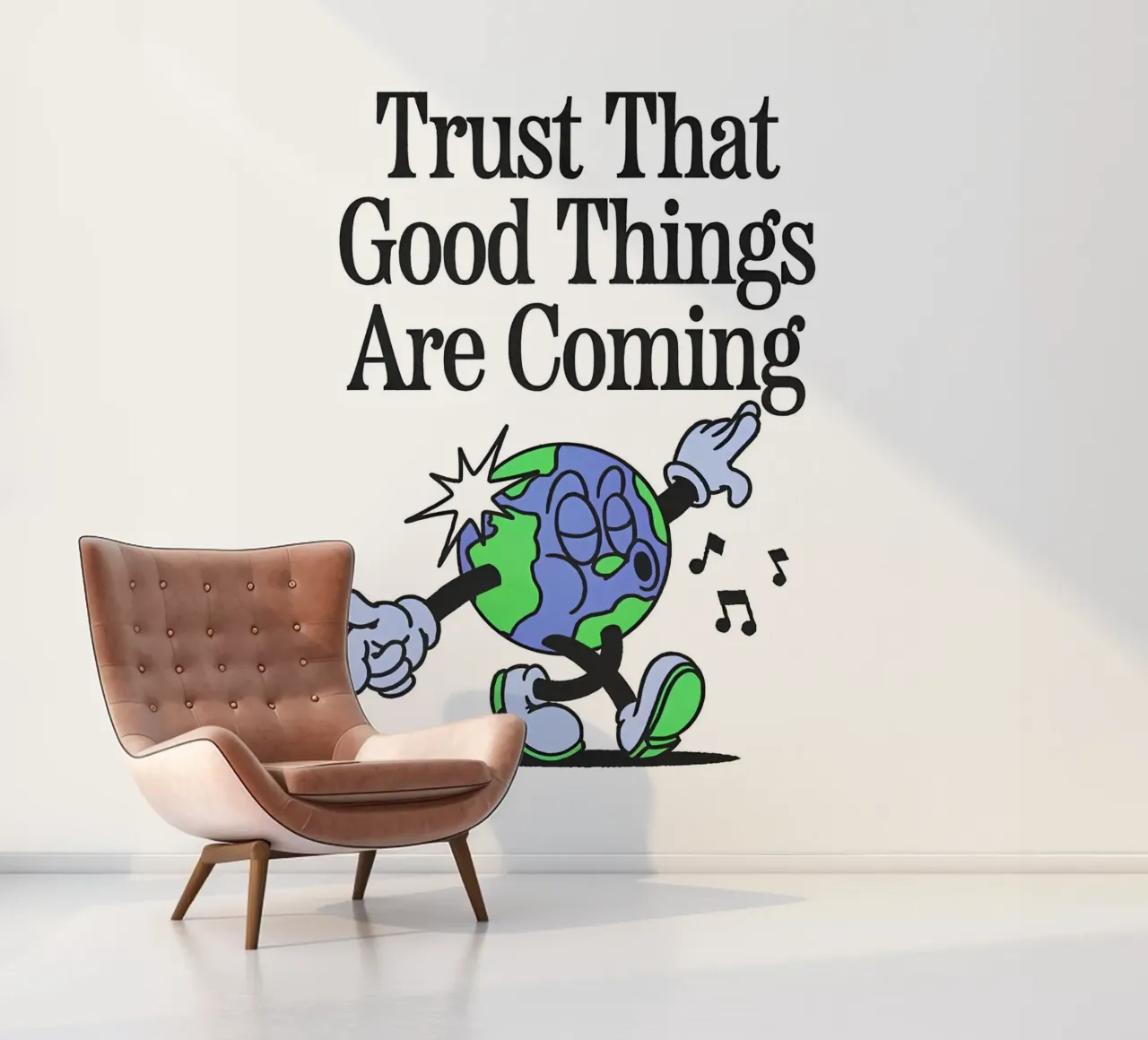"Vertrauen Sie guten Dingen" Erde Zeichen Kunst - Positive Vibes Ret Fototapete von NorwesClub