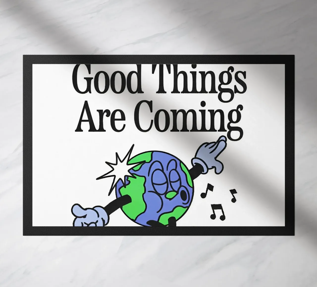 "Trust Good Things" Earth Character Art - Positive Vibes Ret felpudo de NorwesClub