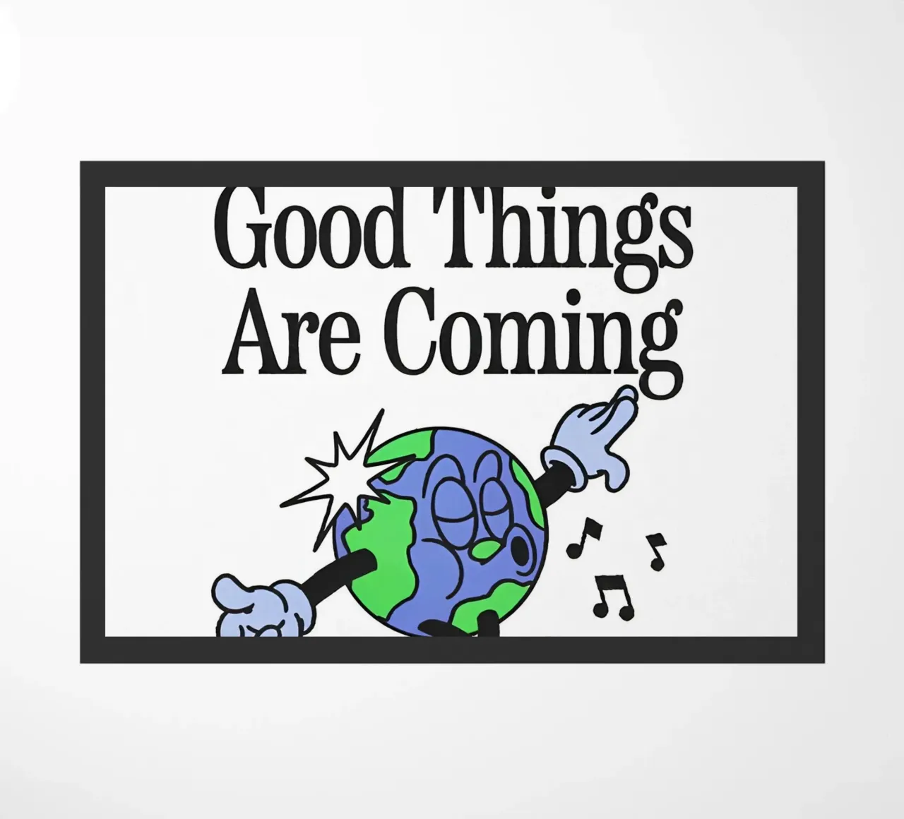"Trust Good Things" Earth Character Art - Positive Vibes Ret felpudo de NorwesClub