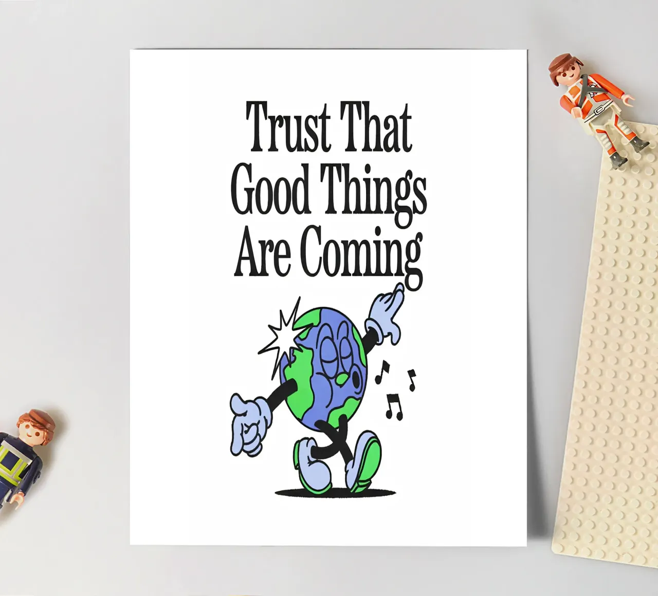 "Trust Good Things" Earth Character Art - Positive Vibes Ret sticker sheet by NorwesClub