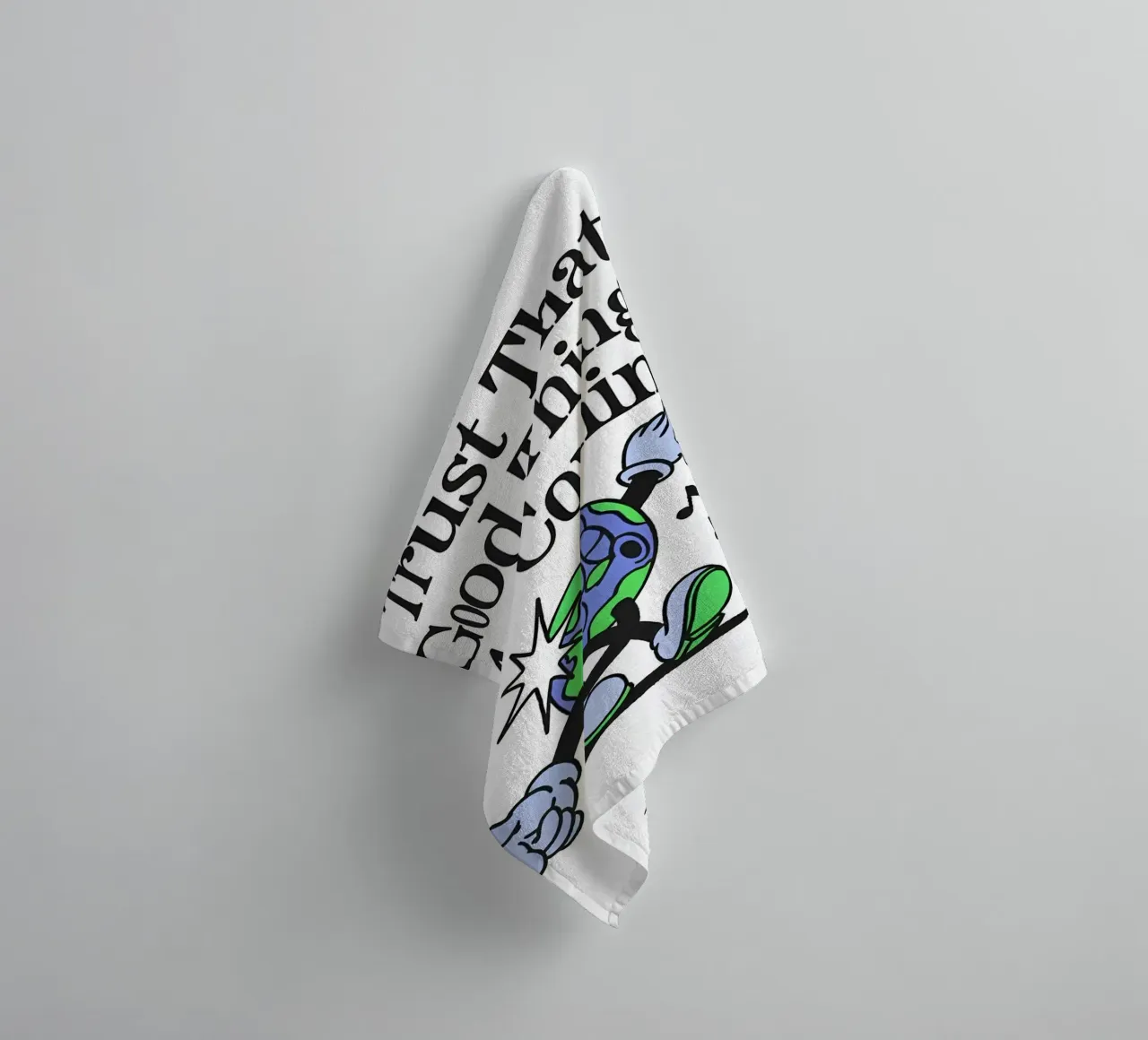 "Vertrouw op goede dingen" Aarde Karakter Kunst - Positive Vibes Ret badhanddoek van NorwesClub