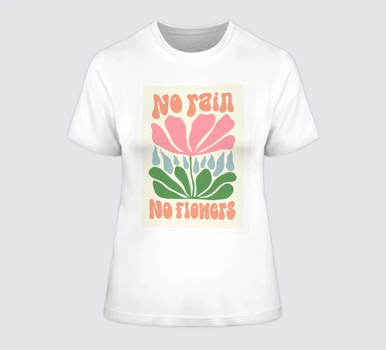 Botanische kunst "Geen regen geen bloemen" - Minimalistische Boho Illustr dames t-shirt getailleerd van NorwesClub