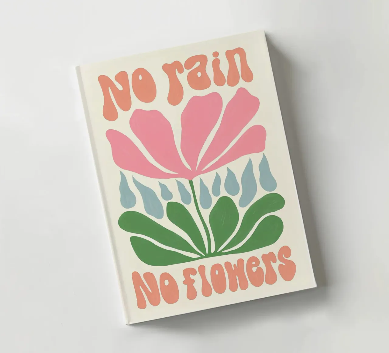 "No Rain No Flowers" Botanical Art - Minimalist Boho Illustr notebook by NorwesClub