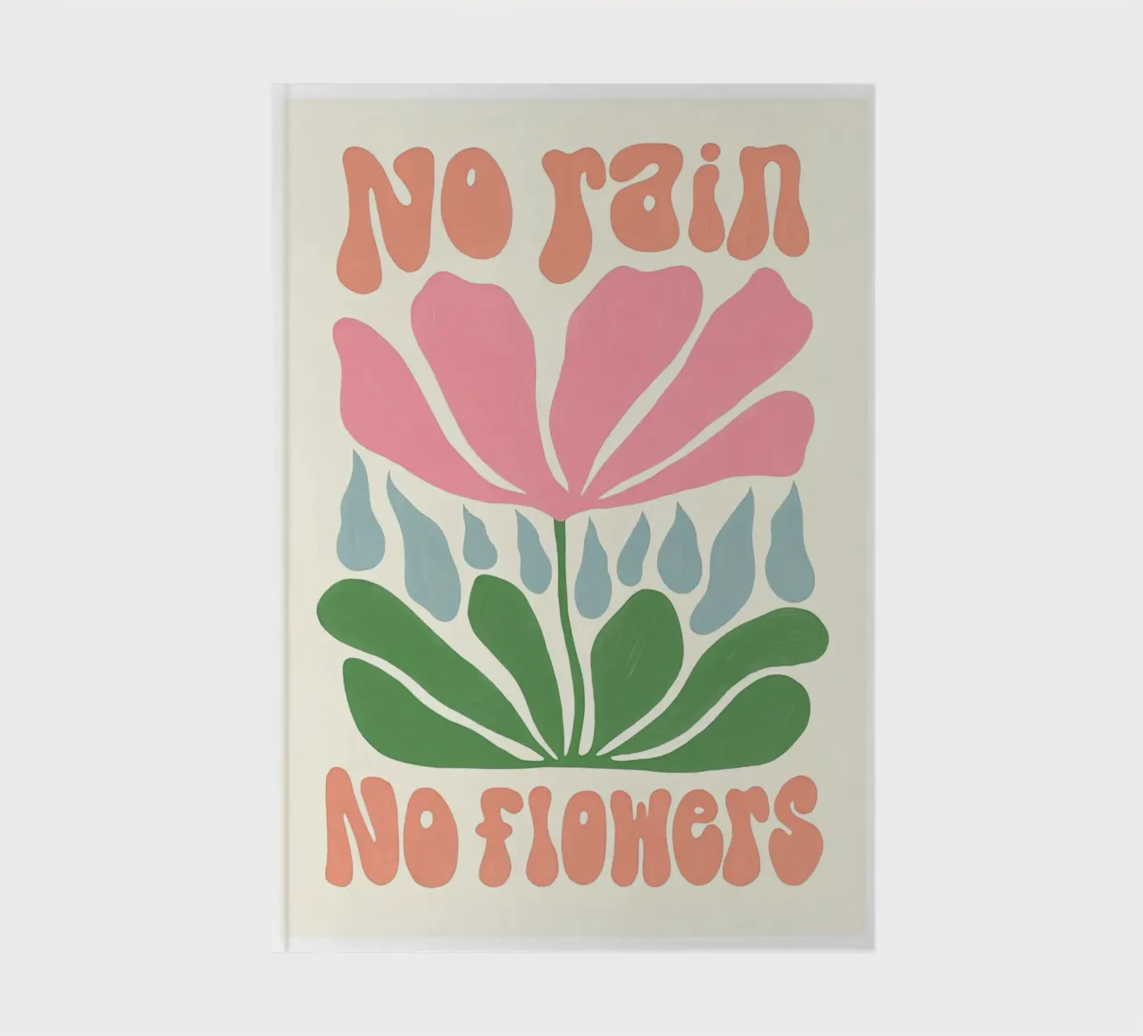 "No Rain No Flowers" Botanical Art - Minimalist Boho Illustr notebook by NorwesClub