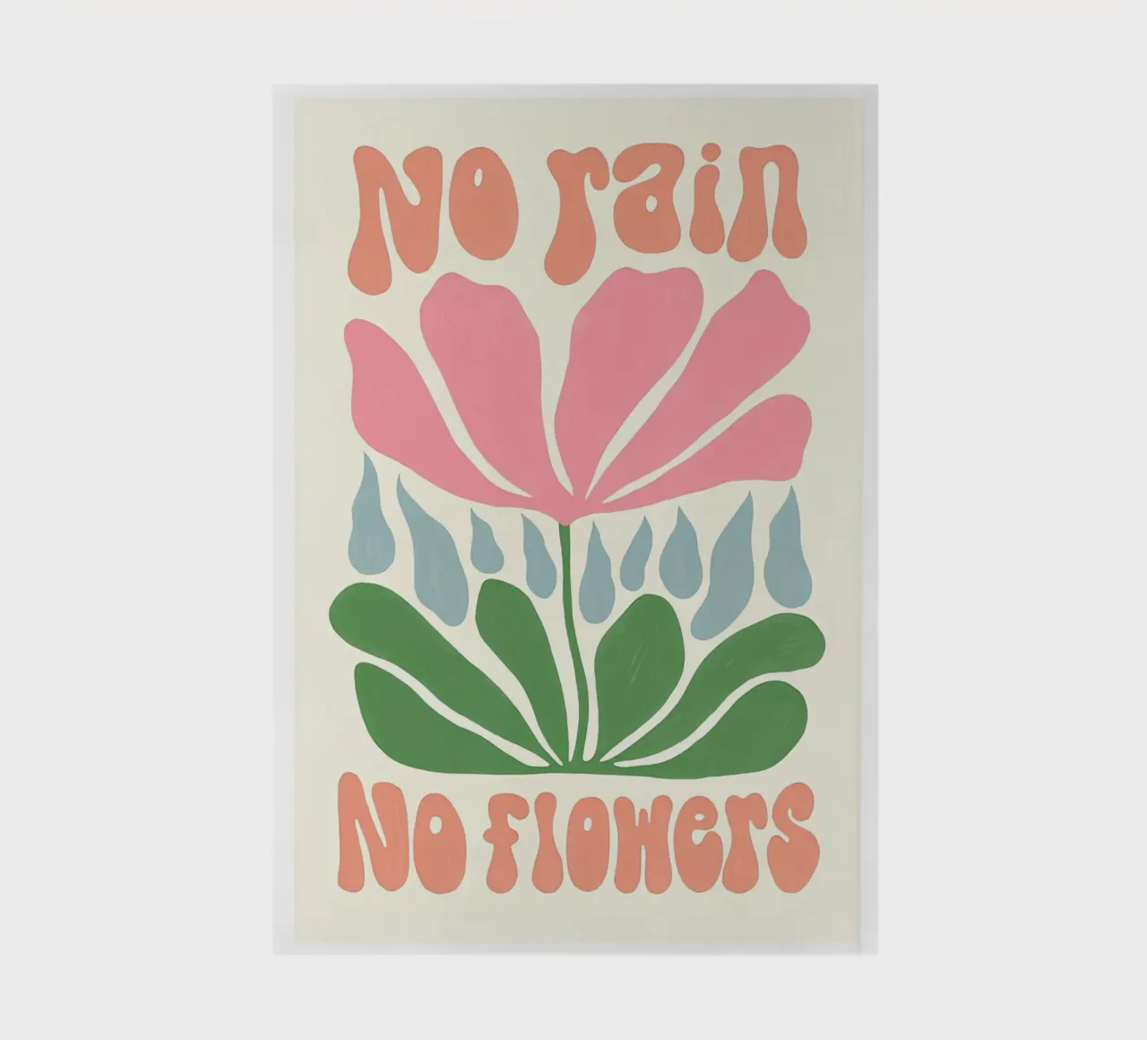 "No Rain No Flowers" Botanical Art - Minimalist Boho Illustr notebook by NorwesClub