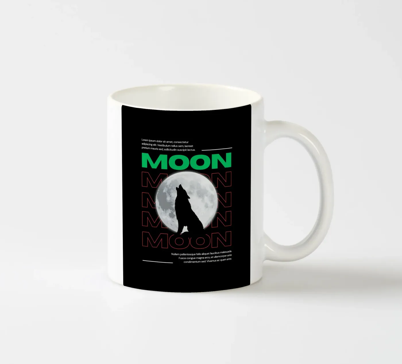 Moon Wolf ceramic mug by Agnazarshop