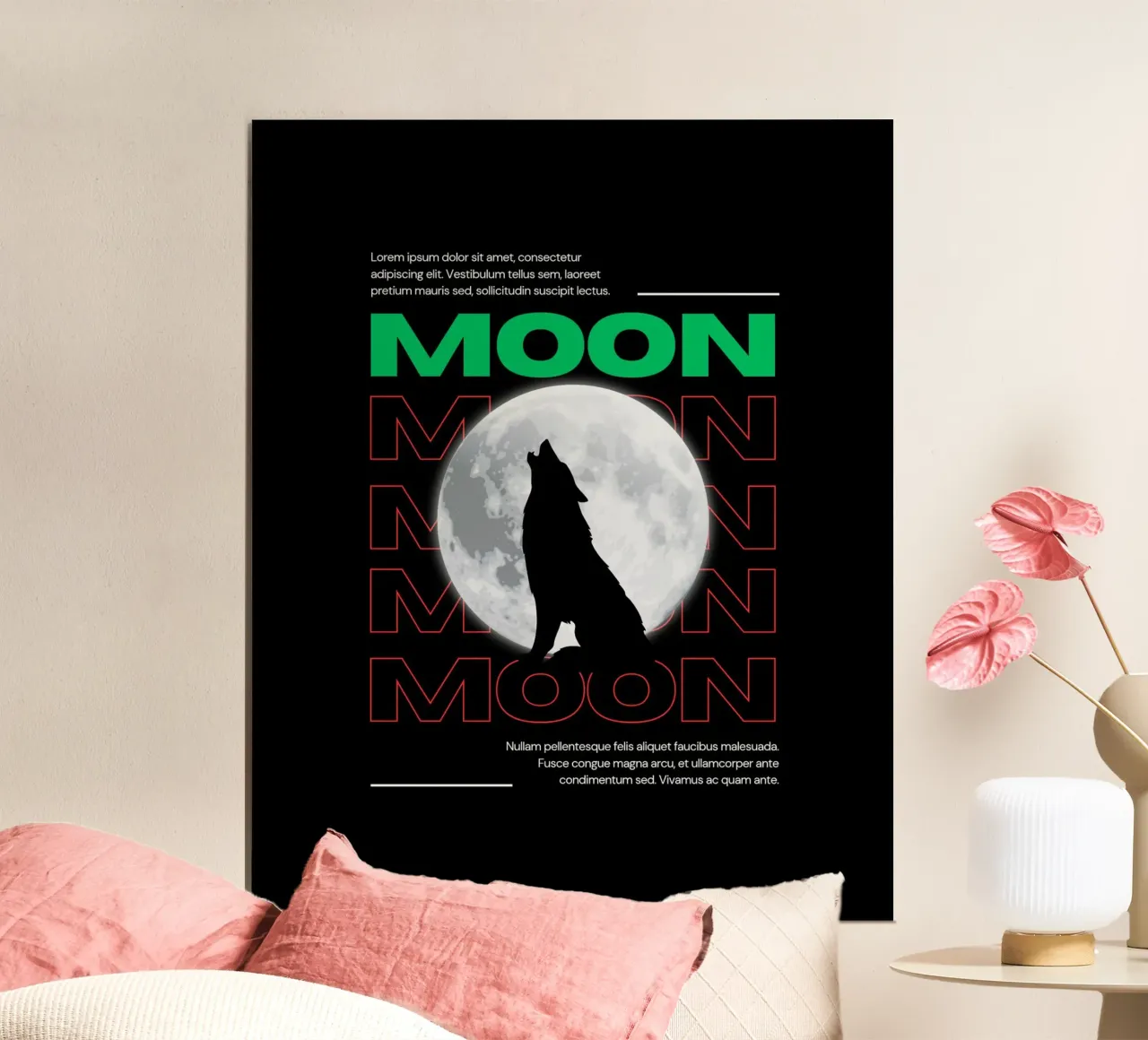 Lupo della Luna poster con telaio in legno da Agnazarshop