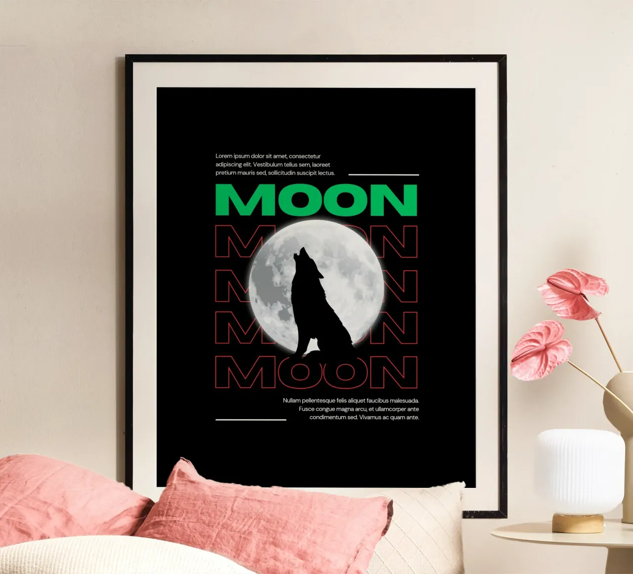 Lupo della Luna poster con telaio in legno da Agnazarshop