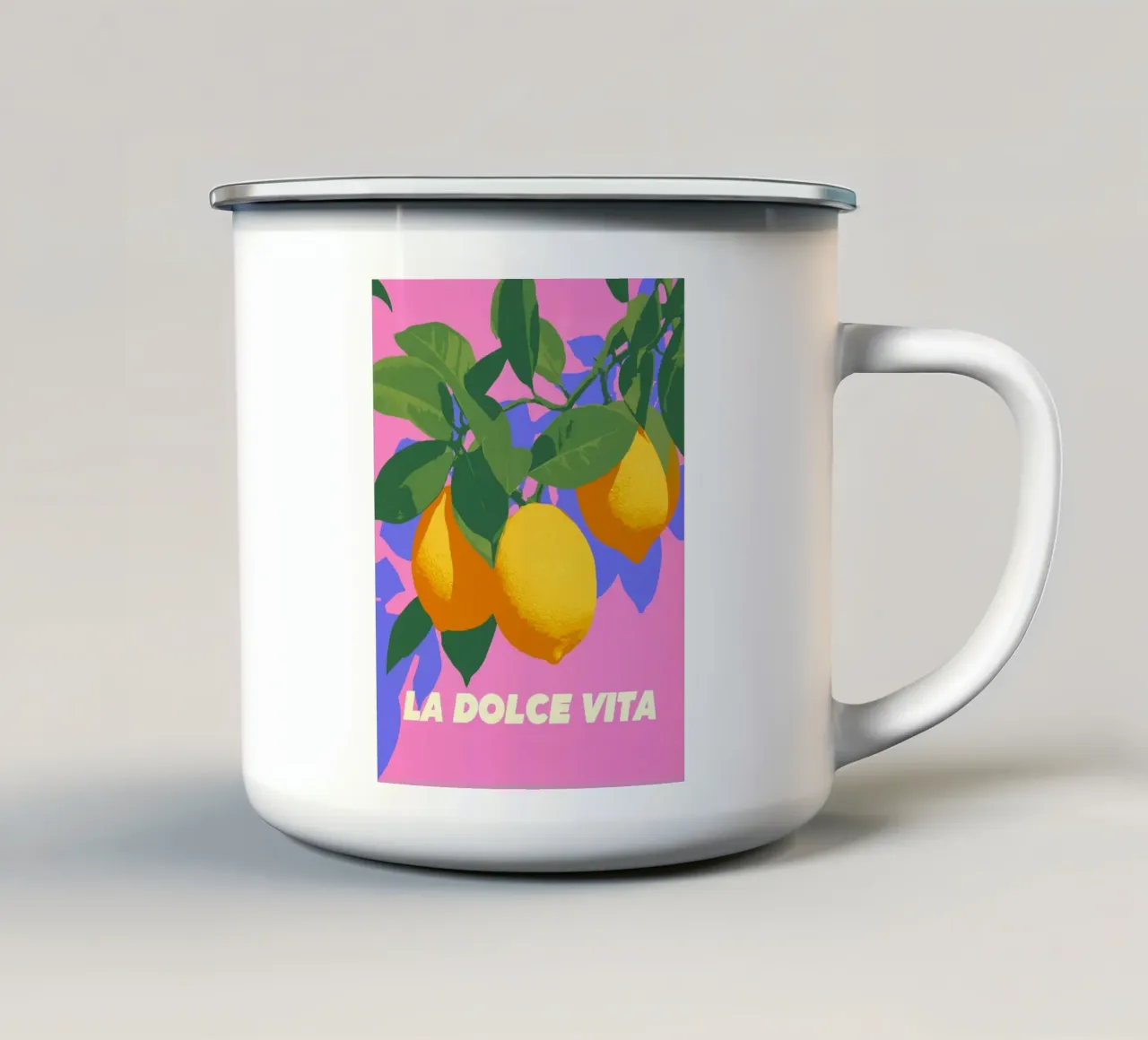 La Dolce Vita, mit Zitronen tazza in smalto da Carinaprint
