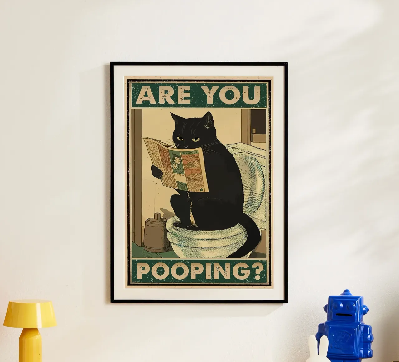 gatto da toilette giornale comico vintage poster da Kirsten C Nolan