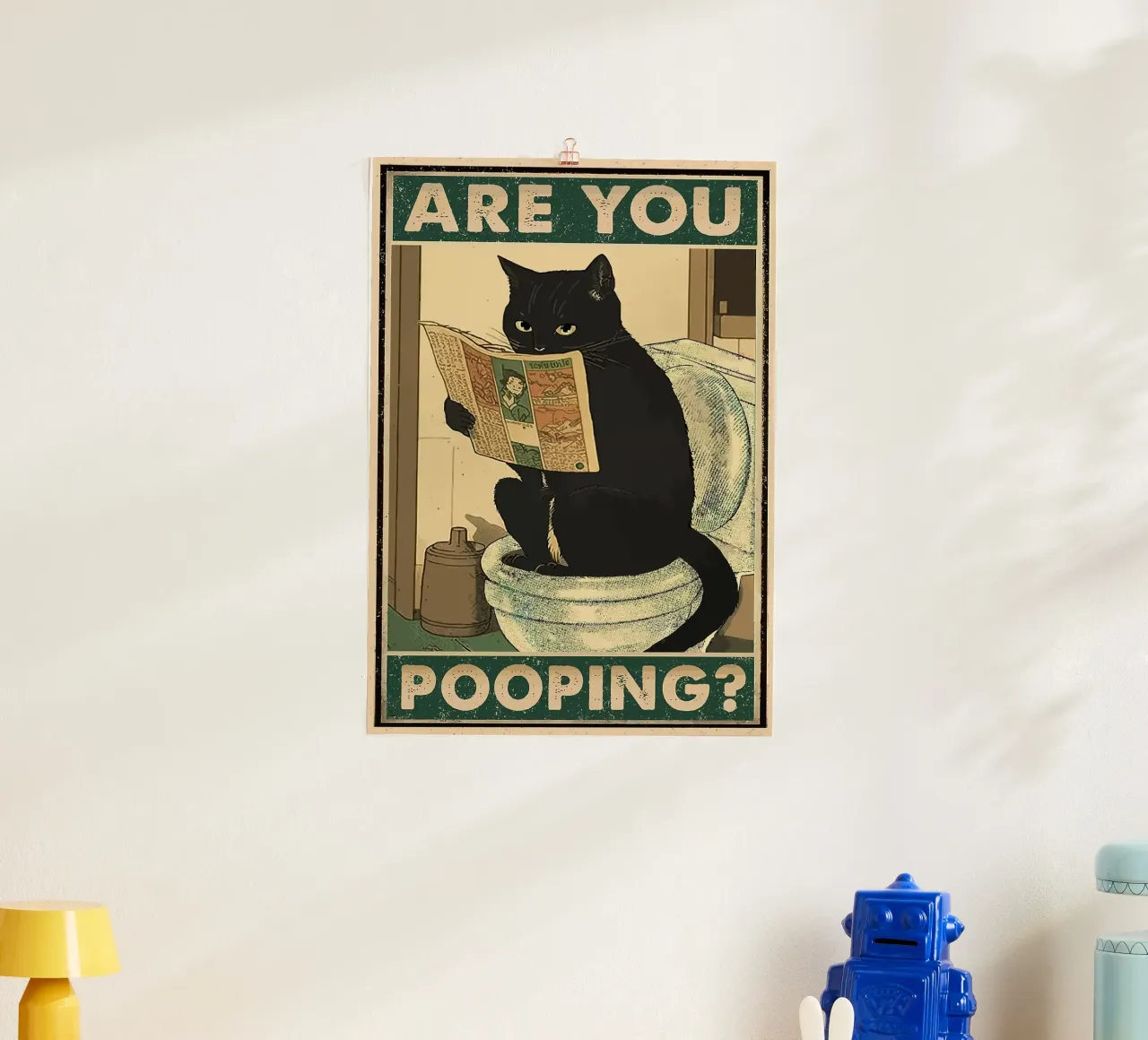 gatto da toilette giornale comico vintage poster da Kirsten C Nolan