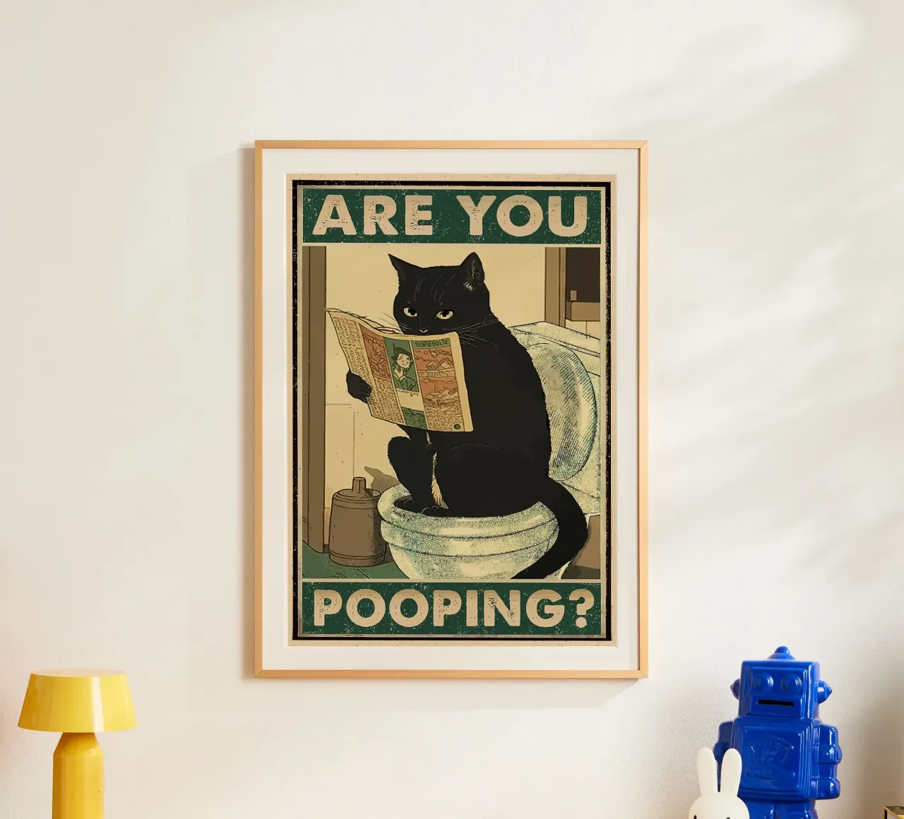 gatto da toilette giornale comico vintage poster da Kirsten C Nolan