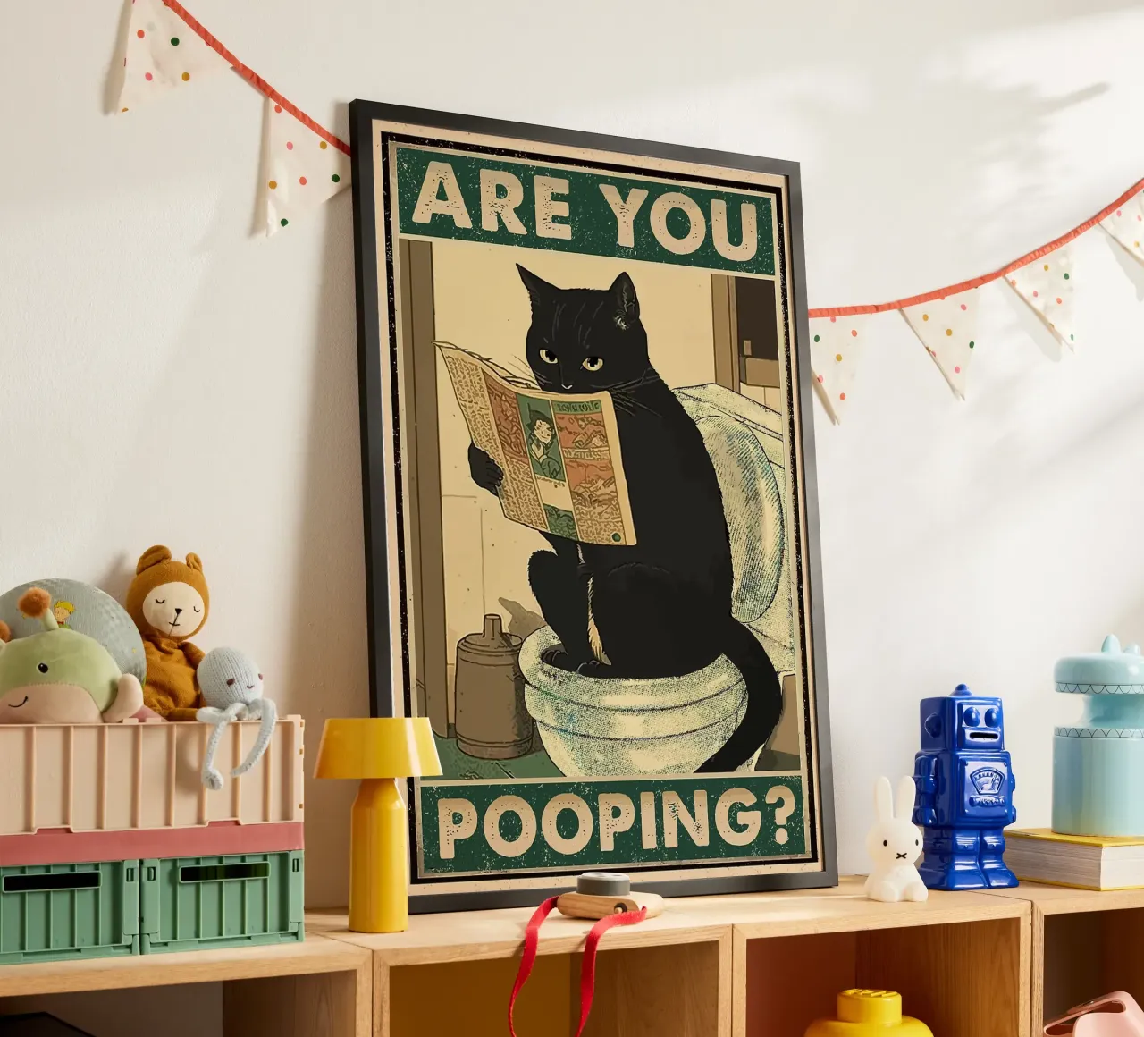 gatto da toilette giornale comico vintage poster da Kirsten C Nolan