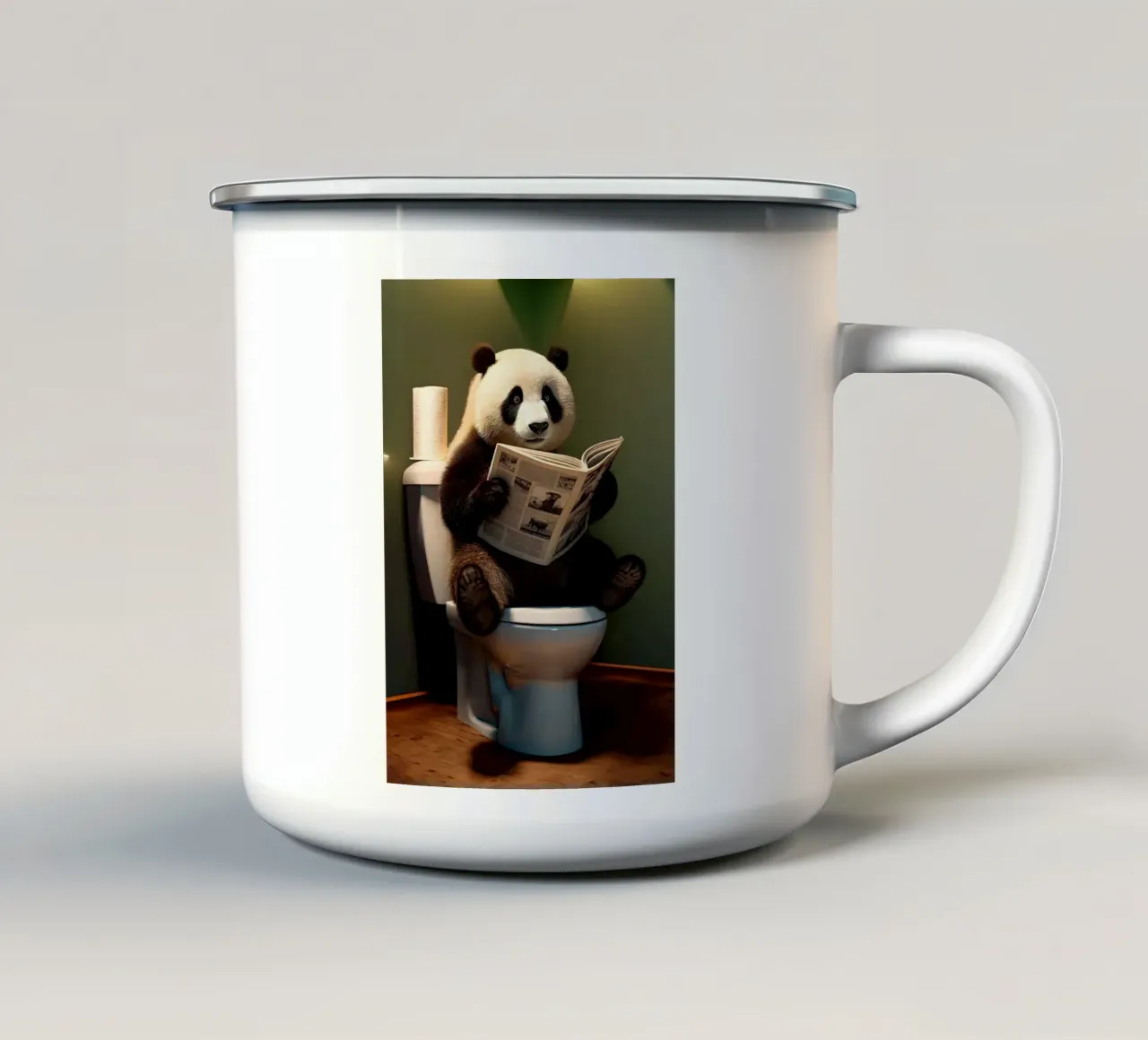 rivista panda per il bagno tazza in smalto da Kirsten C Nolan