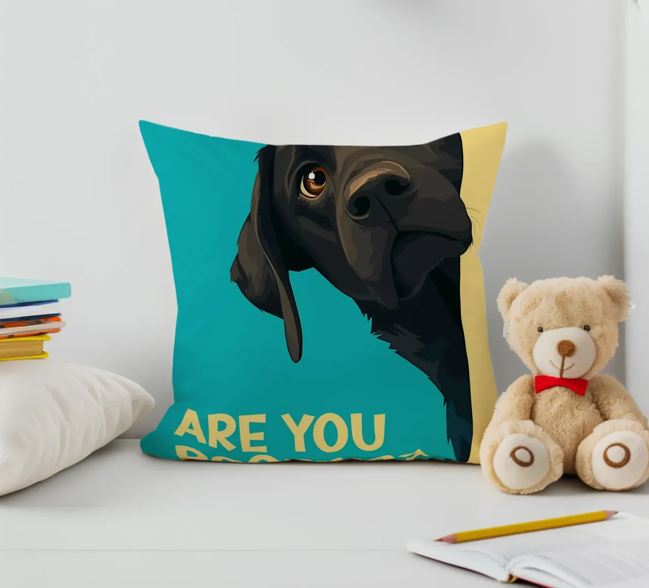 dog question playful humor decorative cushion by Kirsten C Nolan