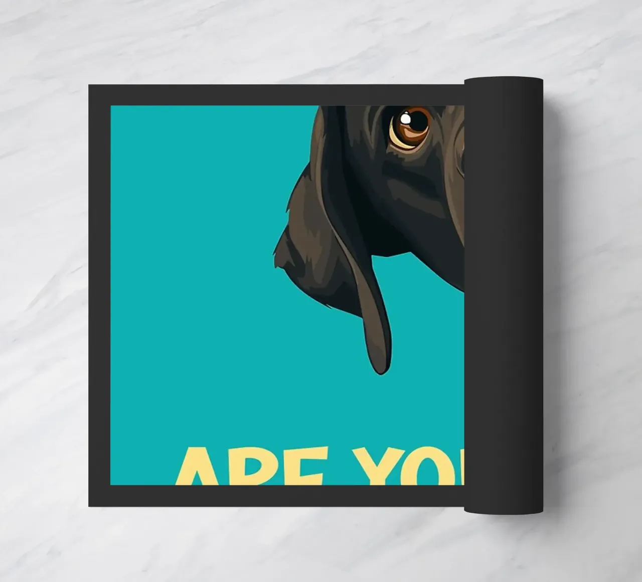 dog question playful humor doormat by Kirsten C Nolan